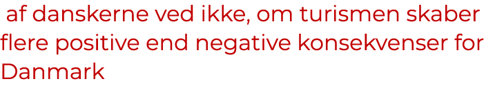  af danskerne ved ikke, om turismen skaber flere positive end negative konsekvenser for Danmark