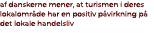 af danskerne mener, at turismen i deres lokalomr de har en positiv p virkning p det lokale handelsliv