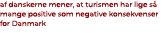 af danskerne mener, at turismen har lige s mange positive som negative konsekvenser for Danmark 